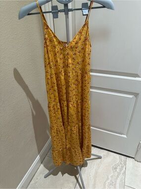 Band of Gypsies Yellow Floral Spaghetti-Strap Midi Dress